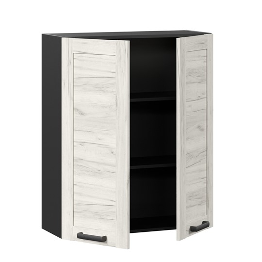 Навесной кухонный шкаф 800 высокий Винченца ЛД 234.460.000.086, Чёрный/Дуб Крафт белый в Перми - изображение 1