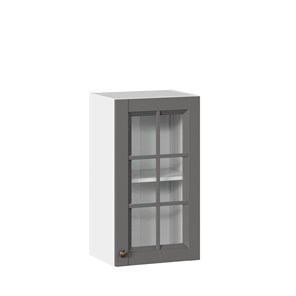 Шкаф навесной Амели-3 400 со стеклом ЛД 299.320.000.024, Белый/Оникс серый в Перми - предосмотр