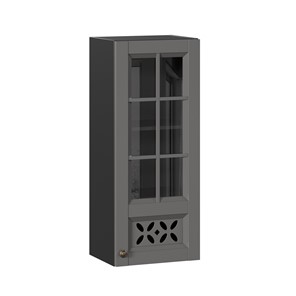 Шкаф настенный Амели-3 400 высокий со стеклом ЛД 299.420.000.042, Черный/Оникс серый в Перми - предосмотр