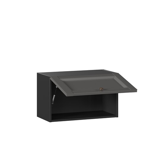 Настенный шкаф Амели-3 600 горизонтальный ЛД 299.710.000.062, Черный/Оникс серый в Перми - изображение 1
