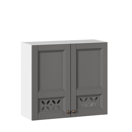 Шкаф навесной Амели-3 800 ЛД 299.360.000.033, Белый/Оникс серый в Перми - изображение