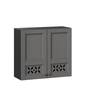 Кухонный навесной шкаф Амели-3 800 ЛД 299.360.000.035, Черный/Оникс серый в Перми - предосмотр