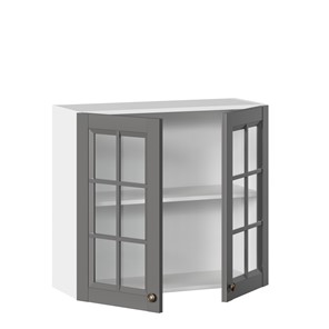Шкаф настенный Амели-3 800 со стеклом ЛД 299.360.000.034, Белый/Оникс серый в Перми - предосмотр 1