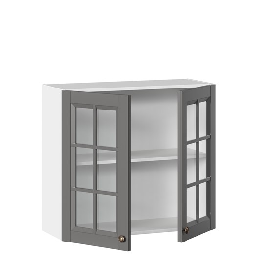 Шкаф настенный Амели-3 800 со стеклом ЛД 299.360.000.034, Белый/Оникс серый в Перми - изображение 1