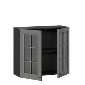 Шкаф на кухню Амели-3 800 со стеклом ЛД 299.360.000.036, Черный/Оникс серый в Перми - предосмотр 1
