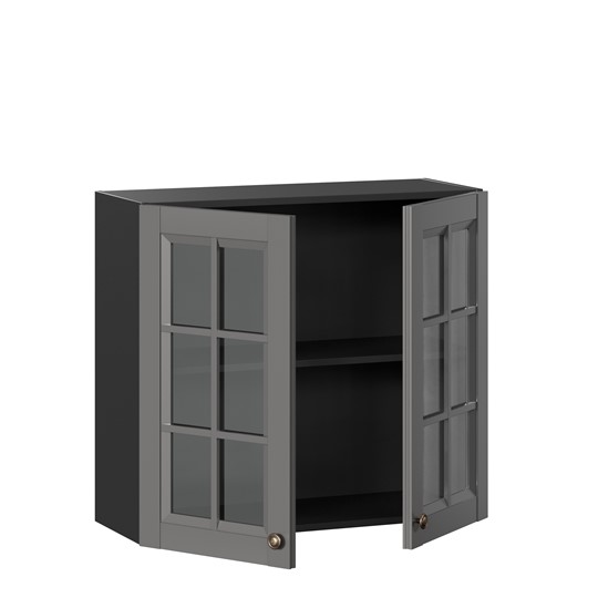 Шкаф на кухню Амели-3 800 со стеклом ЛД 299.360.000.036, Черный/Оникс серый в Перми - изображение 1