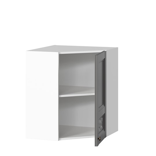 Шкаф навесной Амели-3 угловой 600 ЛД 299.610.000.055, Белый/Оникс серый в Перми - изображение 1
