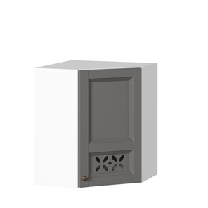 Шкаф навесной Амели-3 угловой 600 ЛД 299.610.000.055, Белый/Оникс серый в Перми