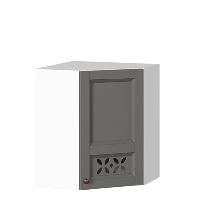 Шкаф навесной Амели-3 угловой 600 ЛД 299.610.000.055, Белый/Оникс серый в Перми - изображение