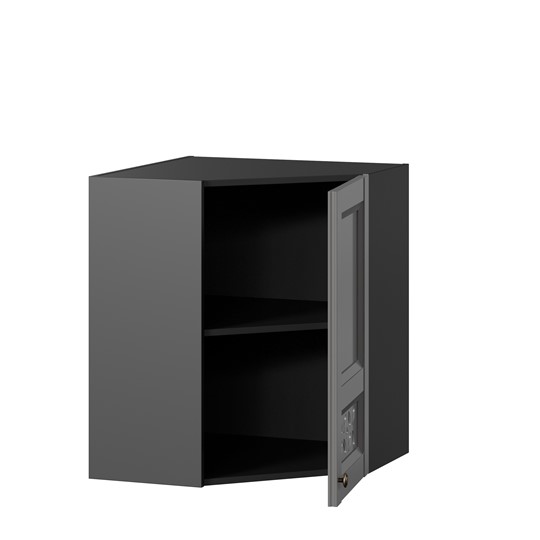 Кухонный навесной шкаф Амели-3 угловой 600 ЛД 299.610.000.056, Черный/Оникс серый в Перми - изображение 1