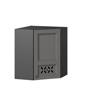 Кухонный навесной шкаф Амели-3 угловой 600 ЛД 299.610.000.056, Черный/Оникс серый в Перми - предосмотр
