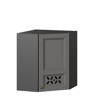 Кухонный навесной шкаф Амели-3 угловой 600 ЛД 299.610.000.056, Черный/Оникс серый в Перми - изображение