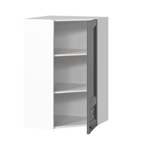 Кухонный навесной шкаф Амели-3 угловой 600 высокий ЛД 299.620.000.057, Белый/Оникс серый в Перми - предосмотр 1