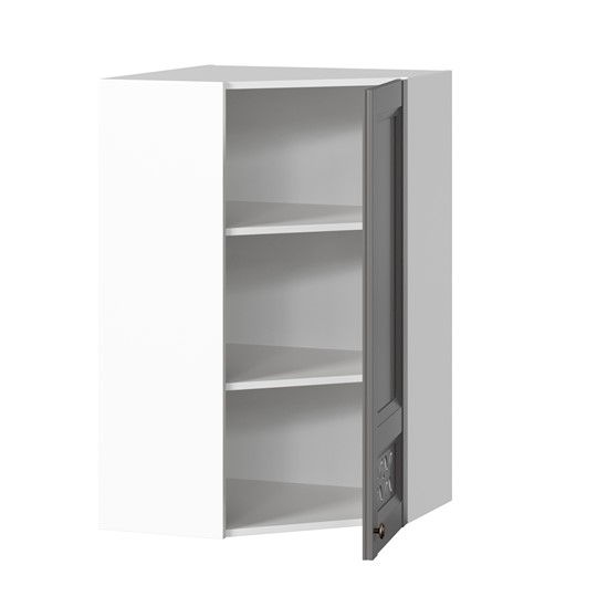 Кухонный навесной шкаф Амели-3 угловой 600 высокий ЛД 299.620.000.057, Белый/Оникс серый в Перми - изображение 1