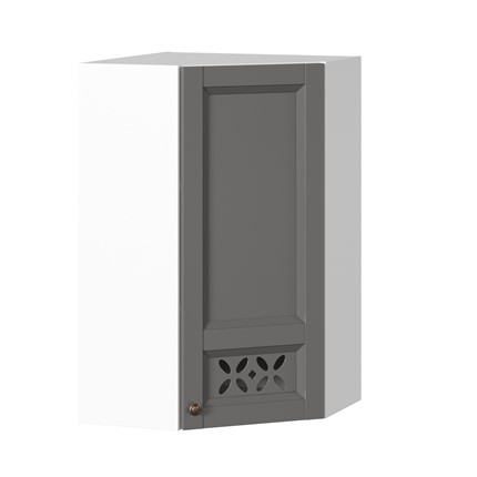 Кухонный навесной шкаф Амели-3 угловой 600 высокий ЛД 299.620.000.057, Белый/Оникс серый в Перми - изображение