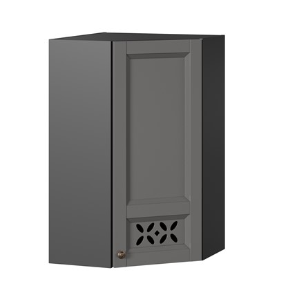 Настенный шкаф Амели-3 угловой 600 высокий ЛД 299.620.000.058, Черный/Оникс серый в Перми - изображение