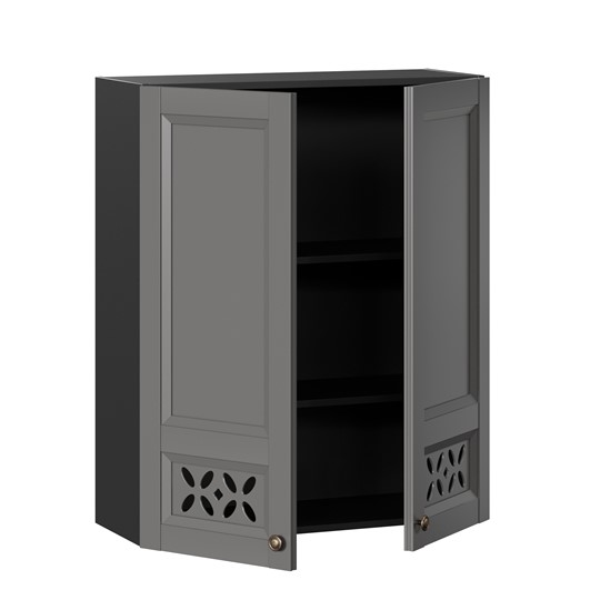 Шкаф настенный Амели-3 высокий 800 ЛД 299.460.000.051, Черный/Оникс серый в Перми - изображение 1