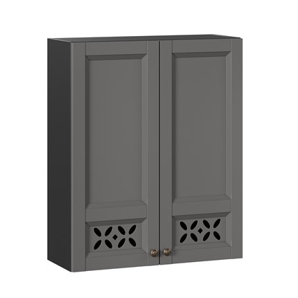 Шкаф настенный Амели-3 высокий 800 ЛД 299.460.000.051, Черный/Оникс серый в Перми - изображение
