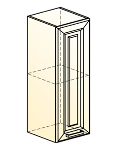 Навесной кухонный шкаф Атланта L200 H720 (1 дв. гл.) эмаль (белый/белый глянец патина золото) в Перми - предосмотр 1