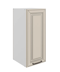 Кухонный навесной шкаф Атланта L300 Н720 (1 дв. гл.) эмаль (белый/сливки патина платина) в Перми - предосмотр