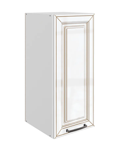 Кухонный шкаф Атланта L300 Н720 (1 дв. гл.) эмаль (белый/белый глянец патина золото) в Перми