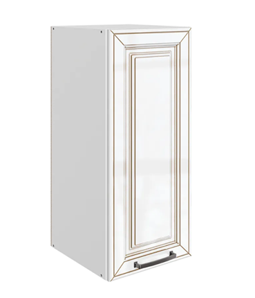 Кухонный шкаф Атланта L300 Н720 (1 дв. гл.) эмаль (белый/белый глянец патина золото) в Перми - изображение