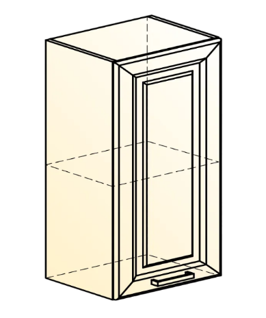 Кухонный навесной шкаф Атланта L400 Н720 (1 дв. гл.) эмаль (белый/белый глянец патина золото) в Перми - изображение 1
