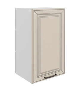 Шкаф кухонный Атланта L400 Н720 (1 дв. гл.) эмаль (белый/сливки патина платина) в Перми