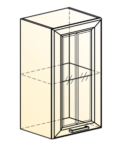 Шкаф кухонный Атланта L400 Н720 (1 дв. рам.) эмаль (белый/белый глянец патина золото) в Перми - предосмотр 1