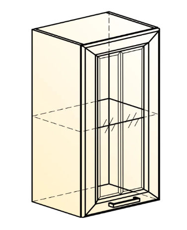Шкаф настенный Атланта L400 Н720 (1 дв. рам.) эмаль (белый/сливки патина платина) в Перми - изображение 1