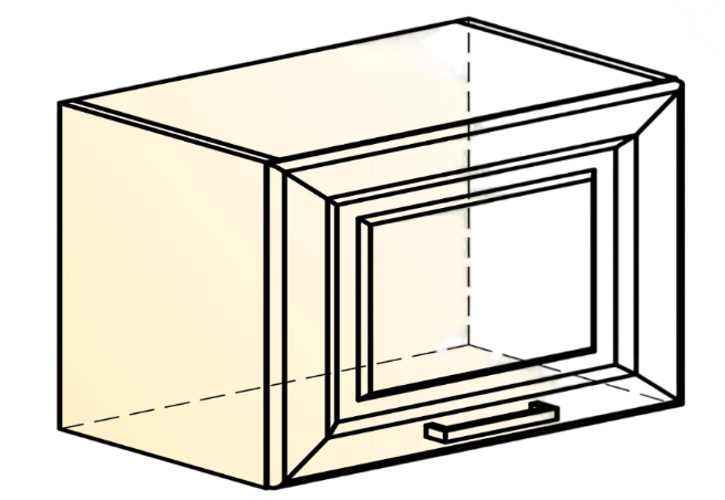 Навесной шкаф Атланта L500 Н360 (1 дв. гл.) эмаль (белый/белый глянец патина золото) в Перми - изображение 1