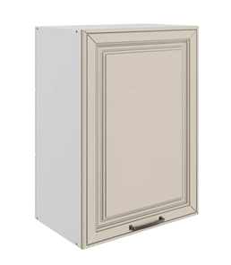 Шкаф на кухню Атланта L500 Н720 (1 дв. гл.) эмаль (белый/сливки патина платина) в Перми - предосмотр