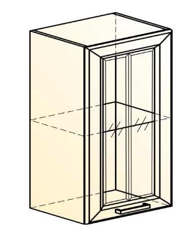 Настенный шкаф Атланта L500 Н720 (1 дв. рам.) эмаль (белый/белый глянец патина золото) в Перми - изображение 1