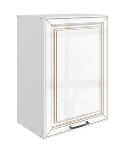 Кухонный шкаф Атланта L500 Н720 (1 дв. гл.) эмаль (белый/белый глянец патина золото) в Перми