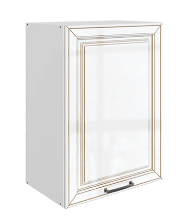 Кухонный шкаф Атланта L500 Н720 (1 дв. гл.) эмаль (белый/белый глянец патина золото) в Перми - изображение