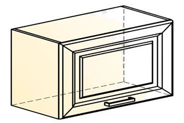 Настенный шкаф Атланта L600 Н360 (1 дв. гл.) эмаль (белый/белый глянец патина золото) в Перми - предосмотр 1