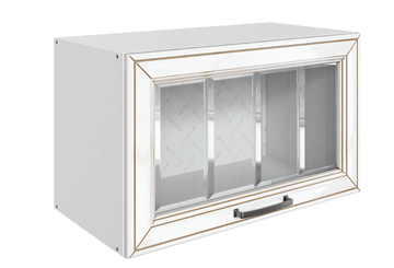 Кухонный шкаф Атланта L600 Н360 (1 дв. рам.) эмаль (белый/белый глянец патина золото) в Перми - предосмотр