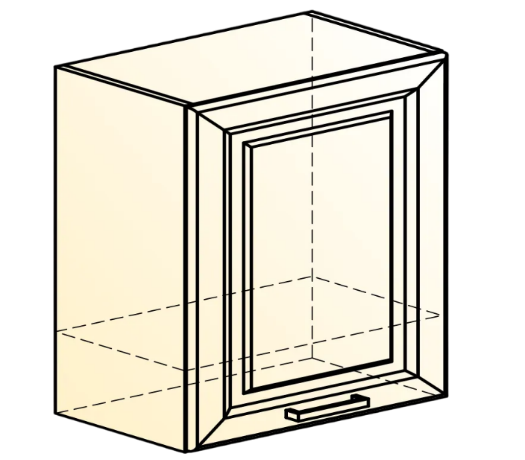 Навесной шкаф Атланта L600 Н566 (1 дв. гл.) эмаль (белый/белый глянец патина золото) в Перми - изображение 1
