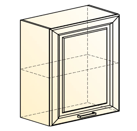 Навесной кухонный шкаф Атланта L600 Н720 (1 дв. гл.) эмаль (белый/белый глянец патина золото) в Перми - изображение 1