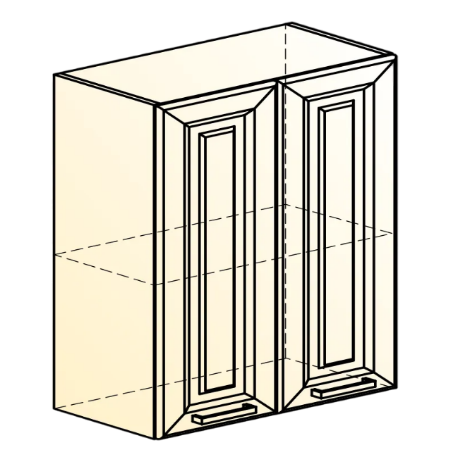 Шкаф настенный Атланта L600 Н720 (2 дв. гл.) эмаль (белый/белый глянец патина золото) в Перми - изображение 1