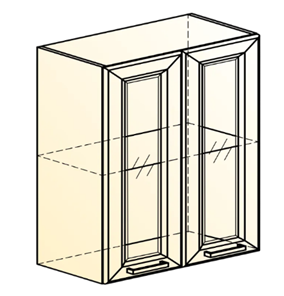 Навесной кухонный шкаф Атланта L600 Н720 (2 дв. рам.) эмаль (белый/белый глянец патина золото) в Перми - предосмотр 1