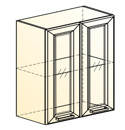 Навесной кухонный шкаф Атланта L600 Н720 (2 дв. рам.) эмаль (белый/белый глянец патина золото) в Перми - изображение 1