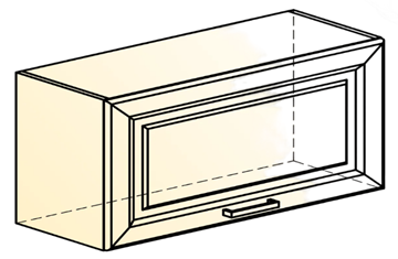 Кухонный навесной шкаф Атланта L800 Н360 (1 дв. гл.) эмаль (белый/белый глянец патина золото) в Перми - предосмотр 1