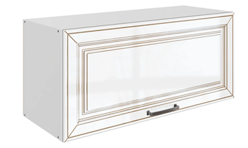 Кухонный навесной шкаф Атланта L800 Н360 (1 дв. гл.) эмаль (белый/белый глянец патина золото) в Перми - предосмотр
