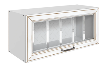 Кухонный шкаф Атланта L800 Н360 (1 дв. рам.) эмаль (белый/белый глянец патина золото) в Перми - предосмотр