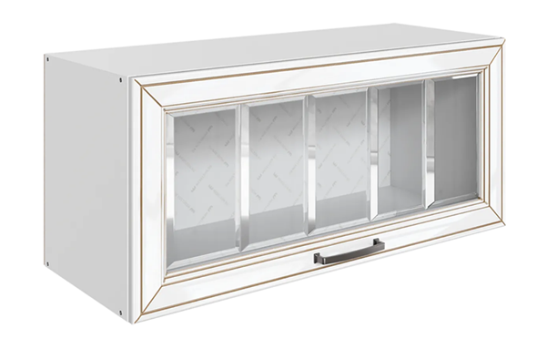 Кухонный шкаф Атланта L800 Н360 (1 дв. рам.) эмаль (белый/белый глянец патина золото) в Перми - изображение
