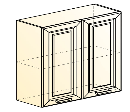 Настенный шкаф Атланта L800 Н720 (2 дв. гл.) эмаль (белый/белый глянец патина золото) в Перми - изображение 1