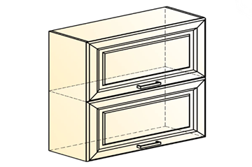 Кухонный шкаф Атланта L800 Н720 (2 дв. гл. гориз.) эмаль (белый/белый глянец патина золото) в Перми - предосмотр 1