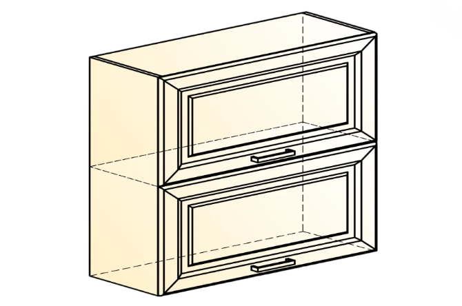 Кухонный шкаф Атланта L800 Н720 (2 дв. гл. гориз.) эмаль (белый/белый глянец патина золото) в Перми - изображение 1