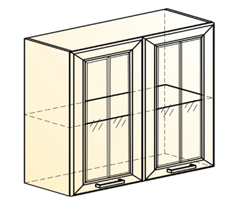 Кухонный шкаф Атланта L800 Н720 (2 дв. рам.) эмаль (белый/белый глянец патина золото) в Перми - предосмотр 1